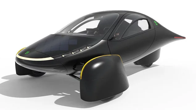 Aptera ultra-efficient three-wheel electric vehicle exterior view