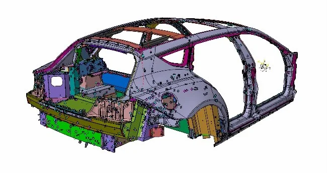 Fisker Surf Body-in-White and rear liftgate structural CAD assembly