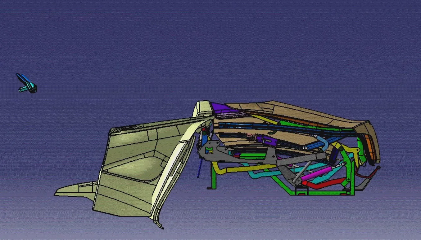 Fisker Sunset retractable hardtop CAD frame 13 of 13: roof completely stowed beneath rear deck