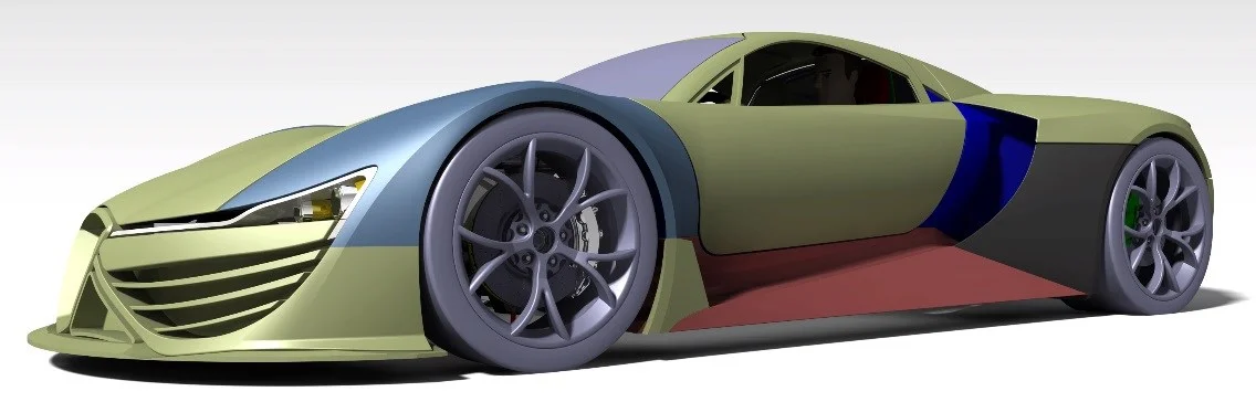 LaMarc hypercar exterior body CAD surfaces and aerodynamic bodywork architecture