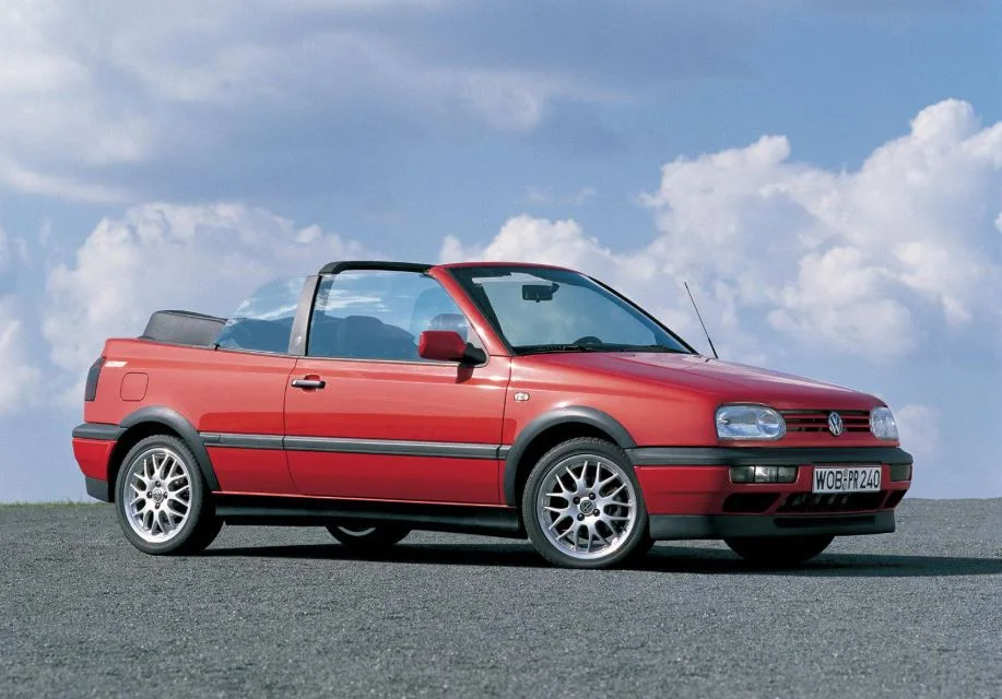 Volkswagen Golf Mk3 Convertible side-rear view with soft top stowed
