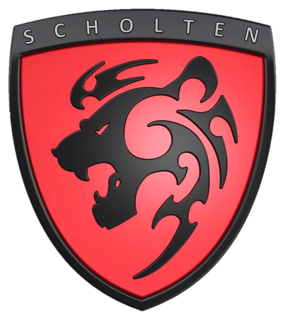 Scholten red shield lion crest emblem
