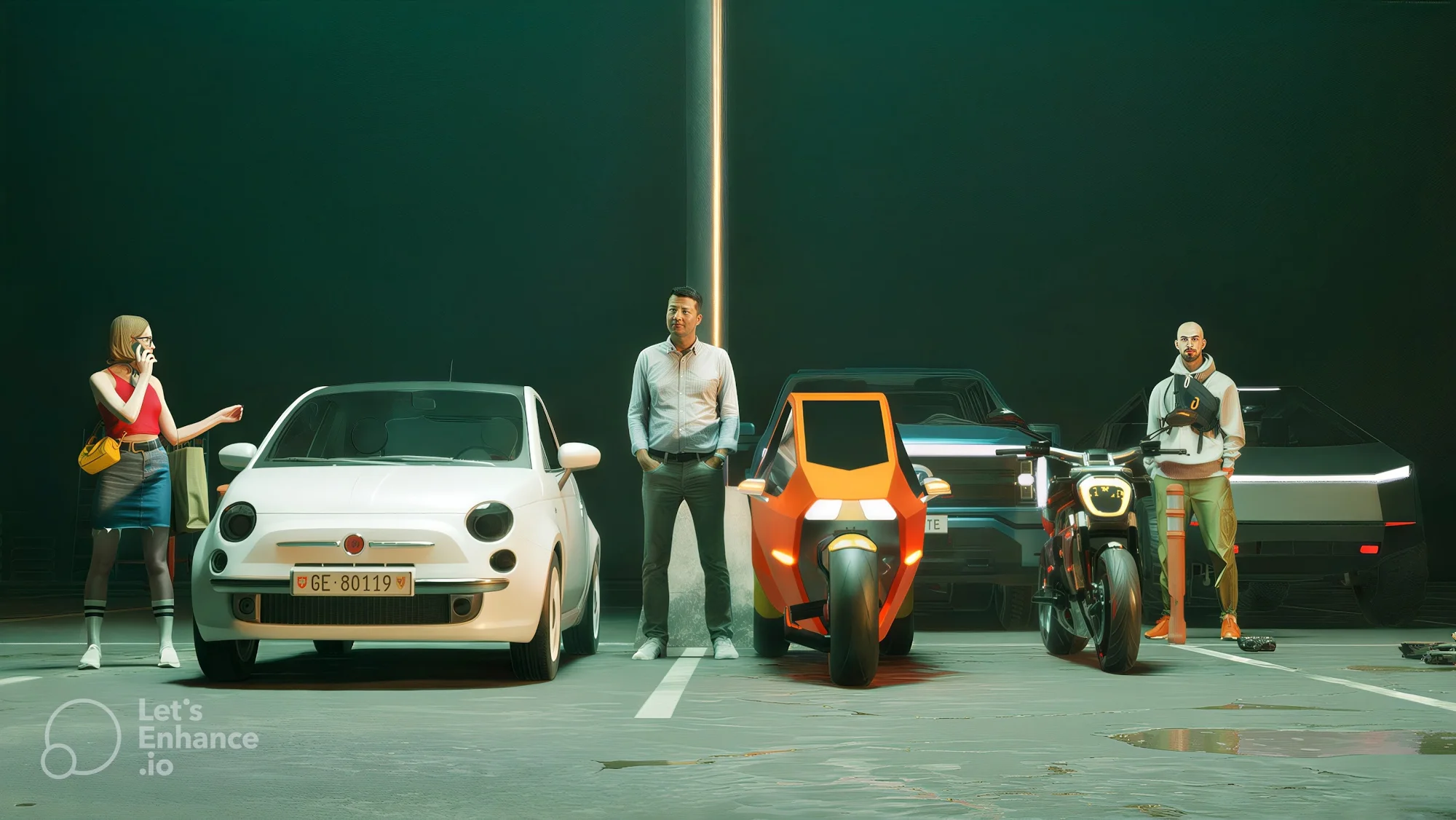 Step 10: Lineup of completed Trinova tilting three-wheel prototypes outdoors