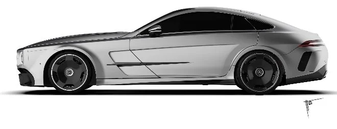 Side profile of the finished WILL.I.AMG showing relocated windshield and extended hood