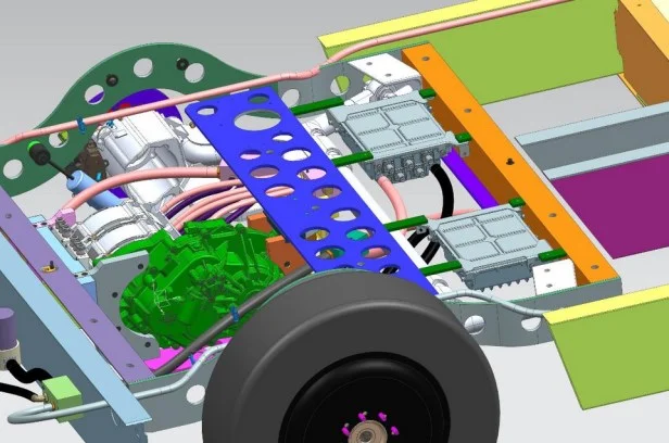 Workhorse electric truck front chassis packaging CAD